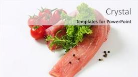  Presentation with lean - Presentation theme with lean-pork-tenderloin-accompanied background and a sky blue colored foreground