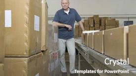  Presentation with conveyor belt - Presentation design with lean production - full length portrait background and a gray colored foreground