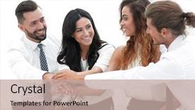  Presentation with pile - Cool new slides with lean start up - close-up of business partners making backdrop and a  colored foreground