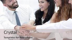  Presentation with partners - Slides with lean start up - close-up of business partners making background and a mint green colored foreground