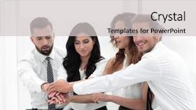  Presentation with partners - PPT theme enhanced with lean start up - close-up of business partners making background and a  colored foreground