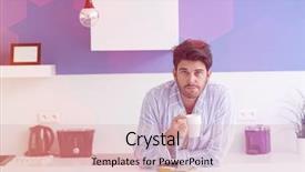  Presentation with kitchen - Colorful presentation design enhanced with leanig comons - portrait of young ill man backdrop and a lemonade colored foreground