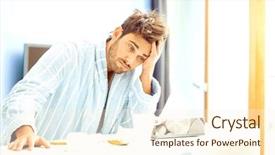  Presentation with coffee - Slides enhanced with leanig comons - young ill man with coffee background and a cream colored foreground