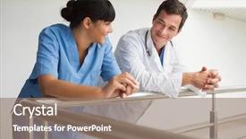  Presentation with rail - Colorful PPT theme enhanced with doctor and nurse smiling backdrop and a coral colored foreground