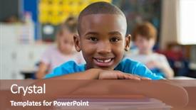  Presentation with classmates - Cool new slides with leaning chin on stacked book backdrop and a tawny brown colored foreground