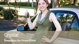  Presentation with new baby girl - Beautiful PPT layouts featuring leaning on her new car backdrop and a coral colored foreground