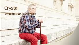  Presentation with wooden stick - Audience pleasing slide deck consisting of leaning on his wooden walking backdrop and a cream colored foreground