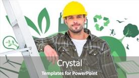  Presentation with fair trade - Presentation with leaning on ladder against fair background and a  colored foreground