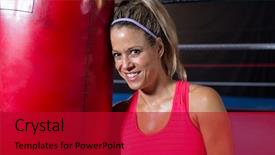  Presentation with athlete - Presentation featuring leaning on red punching bag background and a crimson colored foreground