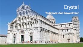  Presentation with tower - Slide set featuring leaning tower of pisa italy background and a teal colored foreground