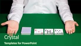  Presentation with playing cards - Presentation design with learing - casino gambling poker people background and a forest green colored foreground
