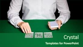  Presentation with gambling - PPT theme featuring learing - casino gambling poker people background and a forest green colored foreground