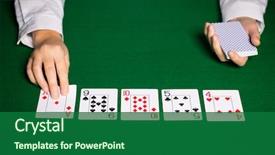 Presentation with playing cards - Slide deck with learing - casino gambling poker people background and a forest green colored foreground