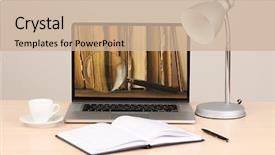  Presentation with digital library - Audience pleasing slides consisting of teach learn - e-learning concept digital library backdrop and a soft green colored foreground