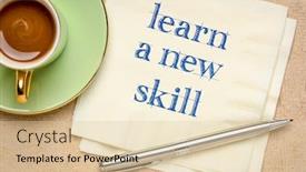  Presentation with personal development - Amazing PPT theme having learn-a-new-skill-motivational backdrop and a lemonade colored foreground