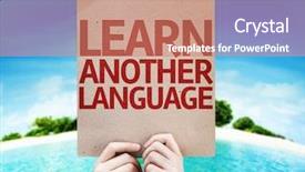  Presentation with chinese language - PPT layouts having learn another language card background and a coral colored foreground