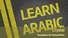  Presentation with learn - Colorful presentation enhanced with chad - learn arabic written backdrop and a tawny brown colored foreground
