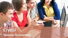  Presentation with female college student uti - Amazing PPT layouts having learn communicate - female college students backdrop and a  colored foreground