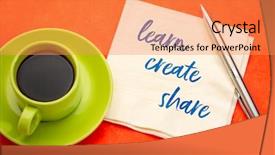  Presentation with coffee cup - Presentation theme with learn create share concept - handwriting background and a coral colored foreground