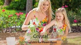  Presentation with gardening homes - Presentation theme having learn grow - woman and girl mother background and a coral colored foreground