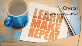  Presentation with coffee cup - PPT theme featuring learn make repeat motivational concept background and a lemonade colored foreground