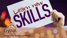  Presentation with skills - Slides with learn new skills placard background and a coral colored foreground