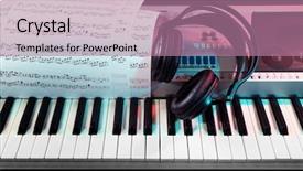  Presentation with music notes - Audience pleasing presentation theme consisting of learn play - headphones with music notes backdrop and a coral colored foreground