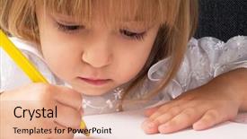  Presentation with learn - Presentation theme enhanced with learn write - beautiful little girl is drawing background and a coral colored foreground
