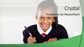  Presentation with cute - PPT theme enhanced with learn write - cute primary schoolgirl background and a light gray colored foreground