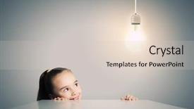  Presentation with bulb - Presentation theme with learner solution - little cute school girl background and a lemonade colored foreground