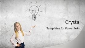  Presentation with bulb - Slides enhanced with learner solution - pretty schoolgirl and light bulb background and a white colored foreground