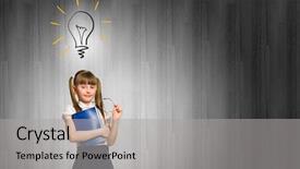  Presentation with bulb - PPT theme consisting of learner solution - pretty schoolgirl and light bulb background and a  colored foreground