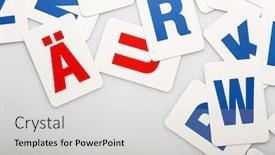  Presentation with wooden english letters alphabet - Presentation theme with learning-alphabet-letters-close-up and a  colored foreground