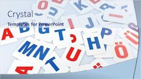  Presentation with wooden english letters alphabet - Slides consisting of learning alphabet letters close-up background and a sky blue colored foreground