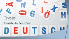  Presentation with wooden english letters alphabet - Slide set featuring learning-alphabet-letters-close-up background and a sky blue colored foreground