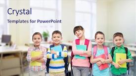  Presentation with early childhood education - Colorful PPT theme enhanced with learning and childhood concept - group backdrop and a  colored foreground