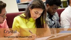  Presentation with high school students - Presentation theme having learning and people concept - group background and a  colored foreground