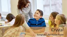  Presentation with elementary school career day and technology - Audience pleasing slides consisting of learning and people concept - teacher backdrop and a yellow colored foreground