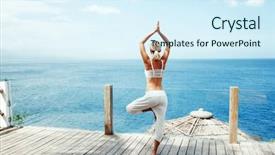  Presentation with healthy lifestyle - PPT layouts with learning blue - young woman doing yoga asana background and a sky blue colored foreground