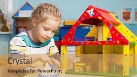  Presentation with nursery newborn child mom nursing - PPT theme having learning centers - child in kindergarten kids background and a yellow colored foreground