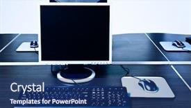  Presentation with desk - Presentation theme with learning centers - computer with modern lcd background and a  colored foreground