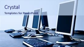  Presentation with water drops in blue tone - Beautiful PPT theme featuring learning centers - computers with lcd screens blue backdrop and a sky blue colored foreground