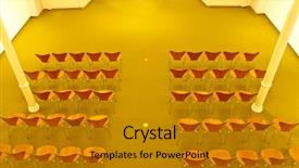  Presentation with examination hall - Presentation theme with learning centers - hall with chairs background and a gold colored foreground