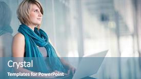  Presentation with college campus - Slide set with learning computor - pretty young female student background and a teal colored foreground