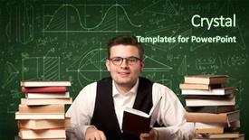  Presentation with school desk - Audience pleasing PPT theme consisting of learning curve - young passionate male teacher sitting backdrop and a tawny brown colored foreground