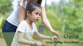  Presentation with mother baby asian breastfeeding - Colorful PPT layouts enhanced with learning cycle - asian mother teaching daughter cycling backdrop and a seafoam green colored foreground