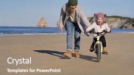  Presentation with running race lane - Presentation theme with learning cycle - mother running next to young background and a coral colored foreground