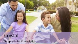  Presentation with children parents - Colorful presentation enhanced with learning cycle - parents teaching children to ride backdrop and a light blue colored foreground