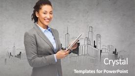  Presentation with african american business - Slide deck having learning development - business internet and technology concept background and a gray colored foreground