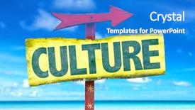  Presentation with culture - Slides enhanced with learning development - culture sign with beach background background and a cobalt blue colored foreground
